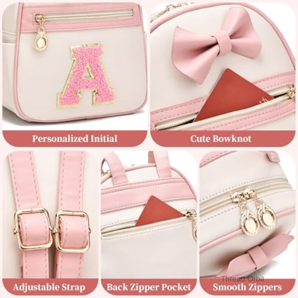 Personalized Initial Mini Backpack Vegan Leather … - image 4